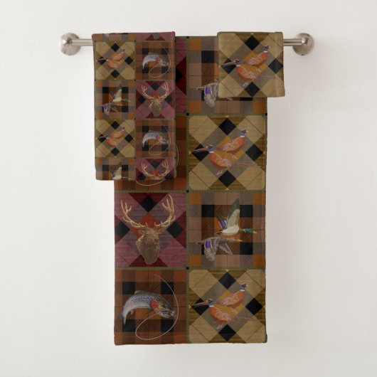 狩りクラブプレイドとワイルドライフゲーム バスタオルセット (インサイチュ)