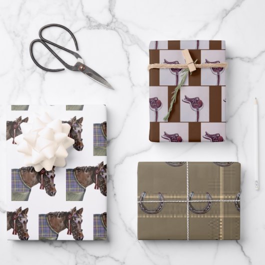 狩りクラブホース、タック、ホースシュー ラッピングペーパーシート (正面)