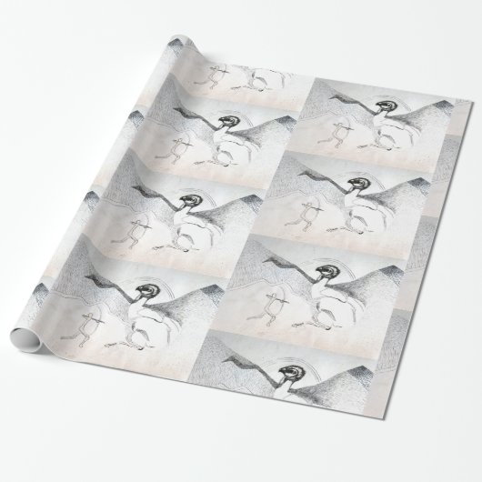 狩りグラフ白黒スケッチ ラッピングペーパー (アンロールド)
