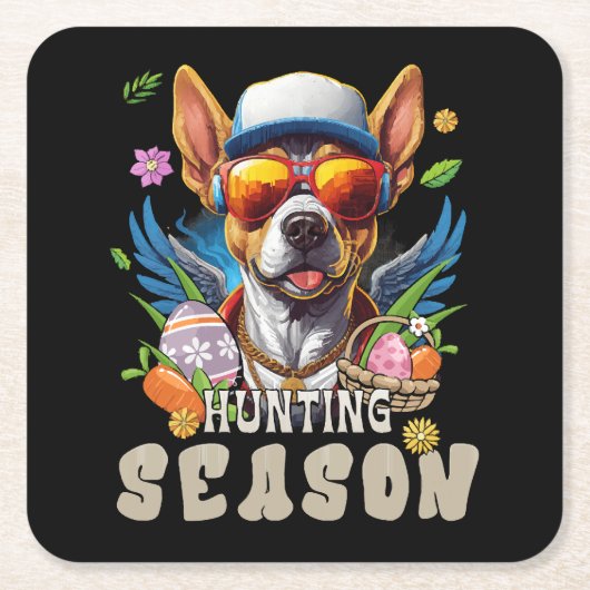 狩りシーズンディアイースターエッグ スクエアペーパーコースター (正面)