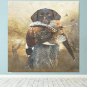 狩りシーズン，ドイツの金髪ポインタの最もタッピング キャンバスプリント (インサイチュ (ウッドフロア))