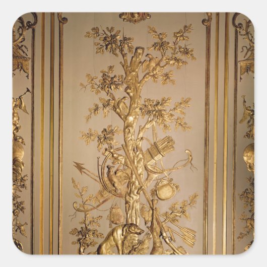 狩りシーン、ダイニングからの木製パネル スクエアシール (正面)