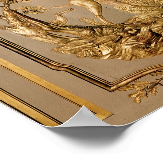 狩りシーン、ダイニングルームからの木製パネル ポスター (角)