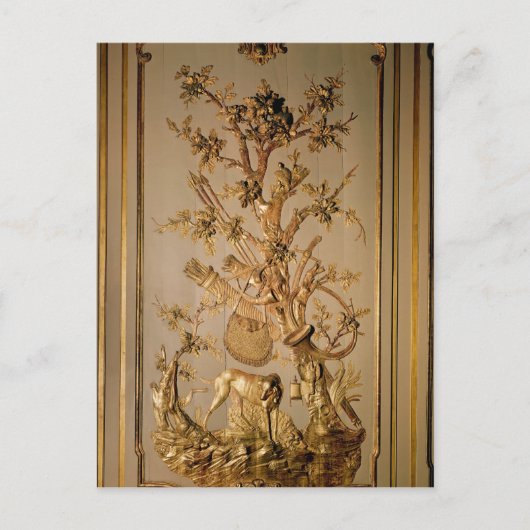 狩りシーン、ダイニングルームからの木製パネル ポストカード (正面)