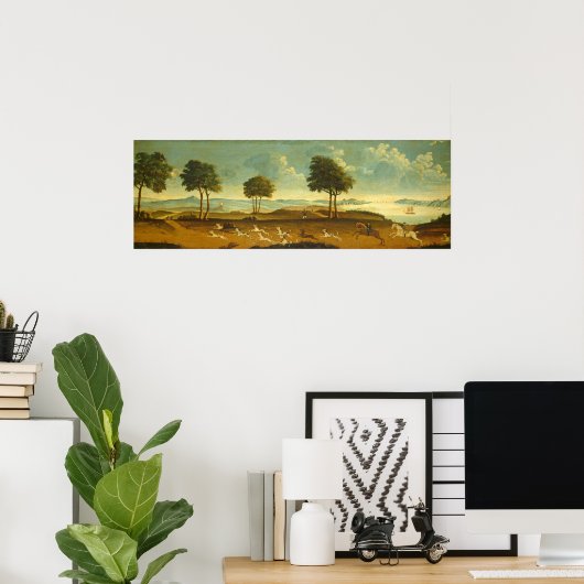 狩りシーン&ハーバー – アメリカファインアートポスター ポスター (ホームオフィス)