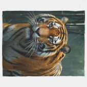 狩りタイガーインバンブーグローブ フリースブランケット (正面(横))