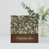狩りテーマパーソナライズされたスペックルド迷彩柄結婚ズ 招待状 (スタンド正面)