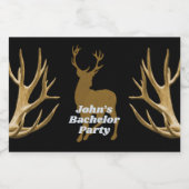 狩りテーマ鹿〔雄ジカの〕枝角バチュラーパーティ リキュールボトルラベル (シングルラベル)