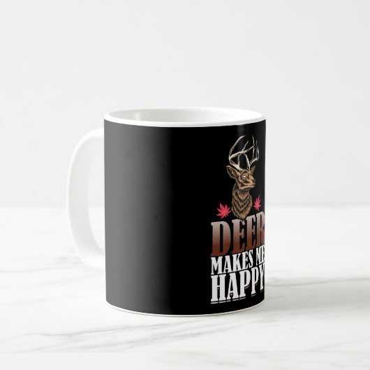 狩りデザイン鹿が私を幸せにするおもしろい コーヒーマグカップ (正面左)