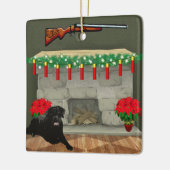 狩りドッグショットガンシェルライトクリスマス セラミックオーナメント (左)