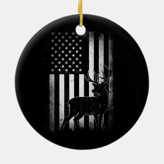 狩りハンターズディアアメリカアメリカ国旗の迷彩柄 セラミックオーナメント (裏面)