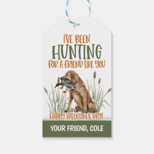 狩りバレンタインダックドッグメッセージカード ギフトタグ (裏面)