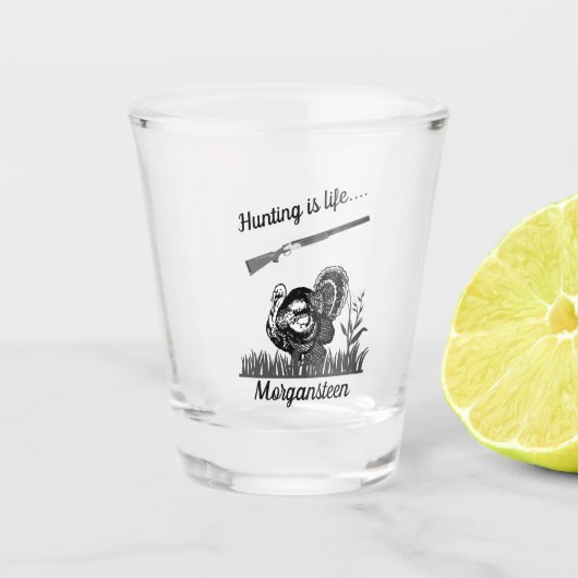 狩りパーソナライズされたはライフターキーとショットガン ショットグラス (正面)