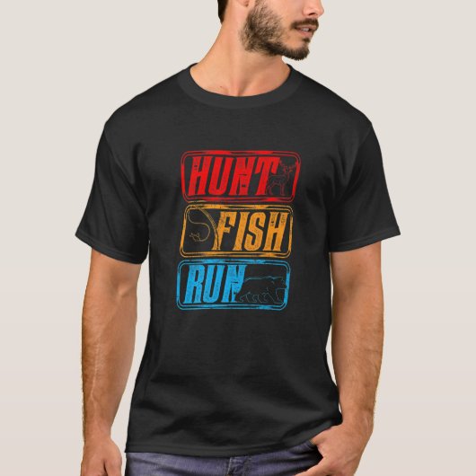 狩りフィッシュハ走ンターフィッシャー狩りシーズン魚釣り Tシャツ (正面)