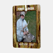 狩りフォトカモフラージュパーソナライズされた メタルオーナメント (正面左)