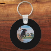 狩りブラックラブラドールラボドッグ狩りダックス。バード キーホルダー (正面)