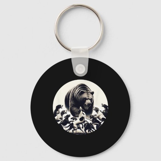 狩りベアレトロドッグベアーハウンド狩り キーホルダー (正面)
