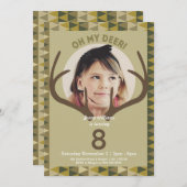 狩りモダン迷彩柄鹿誕生日招待状 招待状 (正面/裏面)