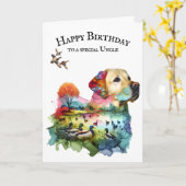 狩りラブラドールレトリバー カード (黄色い花)