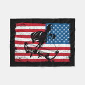 狩り射手アメリカ国旗のブーン打ち フリースブランケット (正面(横))