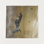 狩り期、ドイツ語の短いポインタ タペストリー (正面(横))