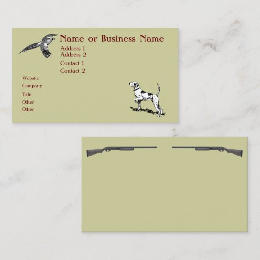 狩り犬とキジの名刺バージョン2 名刺 (正面/裏面)
