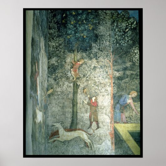 狩り犬と男性登山aツリー ポスター (正面)