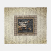 狩り犬の上のプレイド フリースブランケット (正面(横))