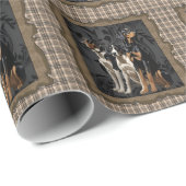 狩り犬の上のプレイド ラッピングペーパー (ロールコーナー)