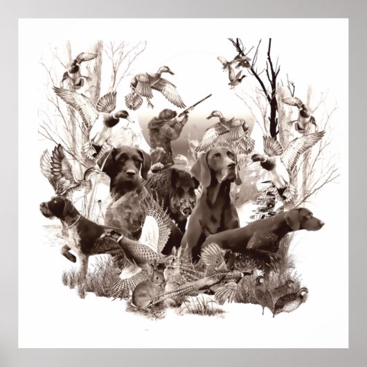 狩り犬、ガンドッグ、狩りシーズン木壁Ar ポスター (正面)