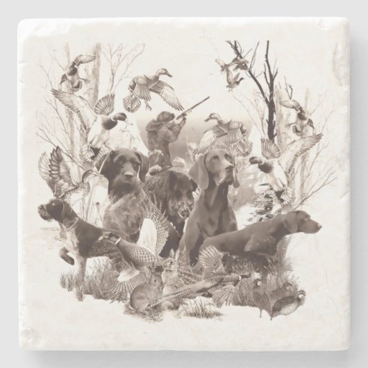 狩り犬，ガンドッグ，狩りシーズン ストーンコースター (正面)