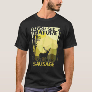 狩り男性へユー表示自然おもしろい狩り Tシャツ
