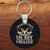 狩り私はフィットネス鹿の冷凍庫ハンターにおもしろい入る キーホルダー (正面)