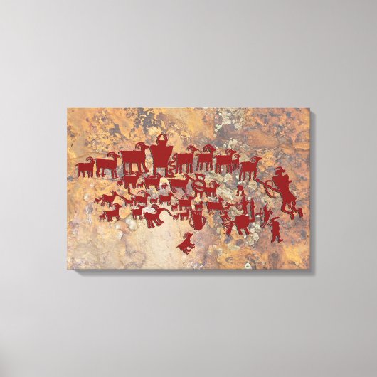 狩り素晴らしペトログリフパネル キャンバスプリント (正面)