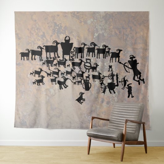 狩り素晴らしペトログリフパネル タペストリー (インサイチュ(横))