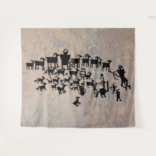 狩り素晴らしペトログリフパネル タペストリー (正面(横))