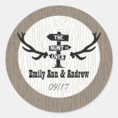 狩り素朴がハートを超える形状日付シールを保存 ラウンドシール (正面)