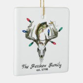 狩り素朴魚釣り鹿〔雄ジカの〕枝角金属オーナメント セラミックオーナメント (右)