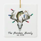 狩り素朴魚釣り鹿〔雄ジカの〕枝角金属オーナメント セラミックオーナメント (裏面)