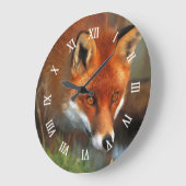 狩り赤キツネ油彩画美術 ラージ壁時計 (傾斜)