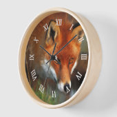 狩り赤キツネ油彩画美術 壁時計 (傾斜)