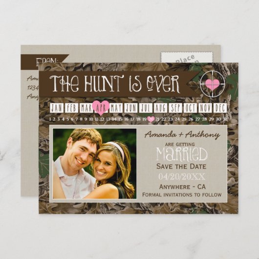 狩り迷彩柄カレンダー写真を保存する日付カード 案内ポストカード (正面/裏面)