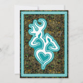 狩り迷彩柄ターコイズカスタムアウトラインカラー招待状 招待状 (裏面)