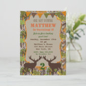 狩り迷彩柄バースデーパーティ招待状 招待状 (スタンド正面)