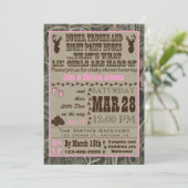 狩り迷彩柄ベビーガールシャワー招待状 招待状 (スタンド正面)