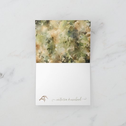 狩り迷彩柄ベビーシャワーありがとうご注意 サンキューカード (内部)