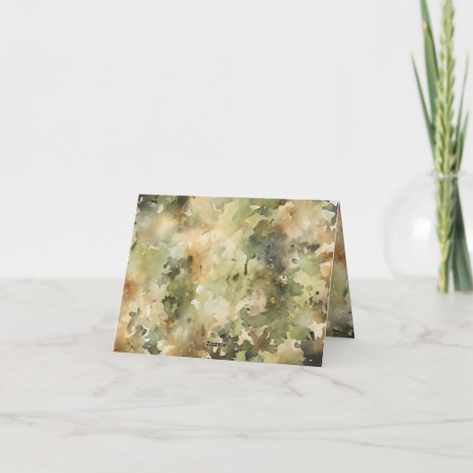 狩り迷彩柄ベビーシャワーありがとうご注意 サンキューカード (裏面)