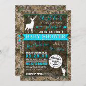 狩り迷彩柄ボーイベビーシャワーバック招待状 招待状 (正面/裏面)