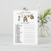 狩り迷彩柄物干しベビー単語スクランブル 招待状 (スタンド正面)