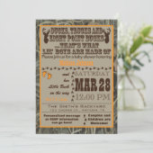 狩り迷彩柄男の赤ちゃんシャワー招待状 招待状 (スタンド正面)